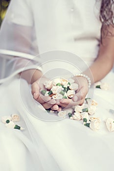 Bride holding flowers