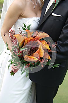 Bride holding her bridal bouquet