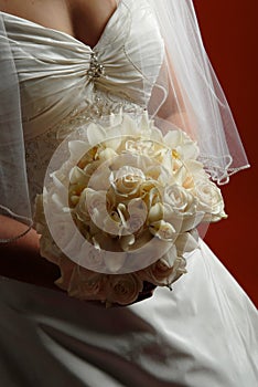 Bride holding her bridal bouquet