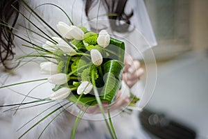 Bride holding wedding bouquet