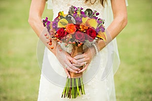 Bride holding wedding bouquet