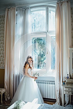 Bride holding wedding bouquet