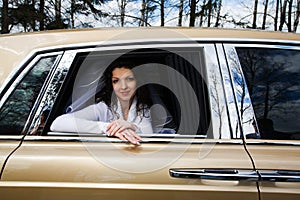 Bride in limo