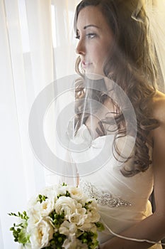 Bride looking outdoors