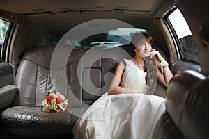 Bride looking in the window