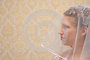 The bride looks forward