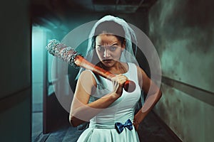 Bride maniac with baseball bat