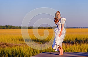 Bride in marshland in Charleston, South Carolina