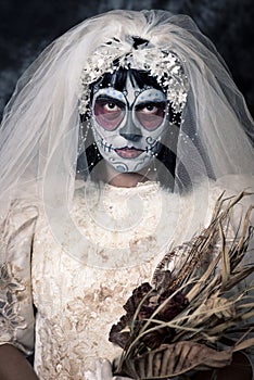 Bride with a mexican calaveras makeup