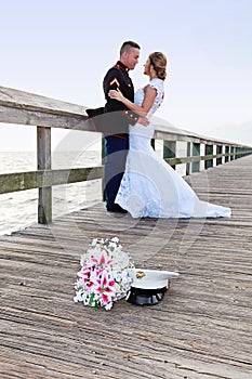 Bride with military groom