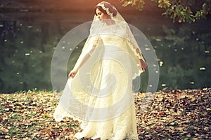 Bride outdoor in autumn