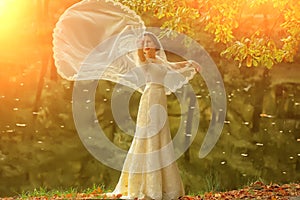 Bride outdoor in autumn