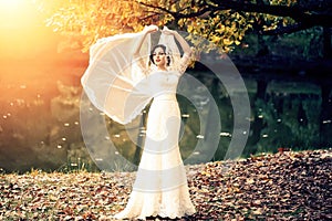 Bride outdoor in autumn