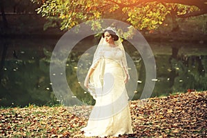 Bride outdoor in autumn