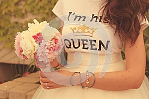 Bride with peonies bouquet