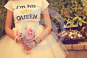 Bride with peonies bouquet