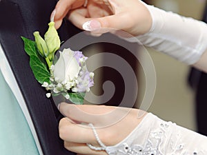 Bride Pinning Boutonniere
