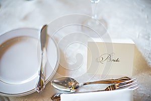 Bride Place card at Wedding Reception