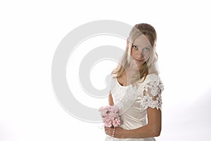 Bride Portrait, Pink Bouquet