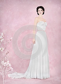 Bride portrait in romantic studio