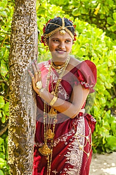A Bride poses during a Poruwa in Colombo, Sri Lanka