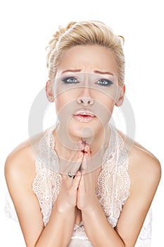 Bride praying.