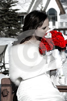 Bride and Red Roses