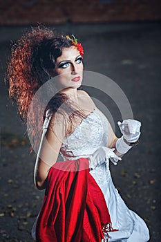 Bride with red shawl