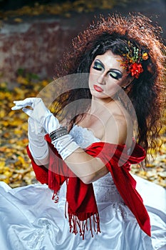 Bride with red shawl