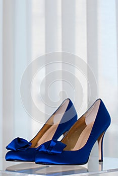 Bride's Blue High Heel Shoes