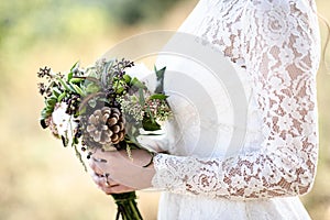 The bride's bouquet from cones and cotton