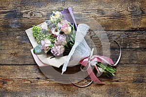 The bride`s bouquet or a date. Valentine`s Day, wedding, birthday. Beautiful congratulatory bouquet of roses. Composition from f