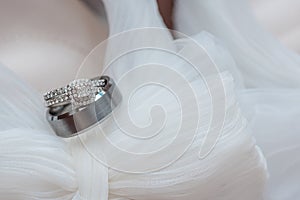 The Bride& x27;s Chiffon Layered Shoes with Wedding Rings
