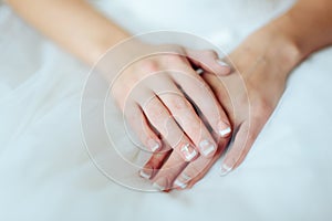 Bride`s hands with manicure