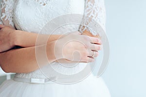 Bride`s hands with manicure