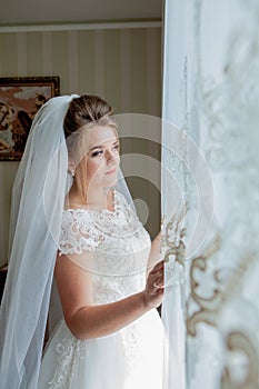 Bride`s morning.The fees of the bride.Wedding photo