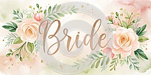 Bride Script with Blush Roses and Greenery