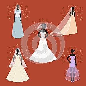 Bride set icons in cartoon style. Big collection of bride vector symbol stock illustration