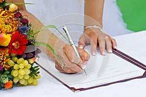 Bride Signing Register