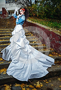 Bride on stairs