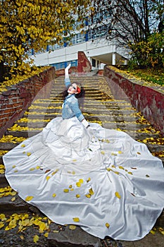 Bride on stairs