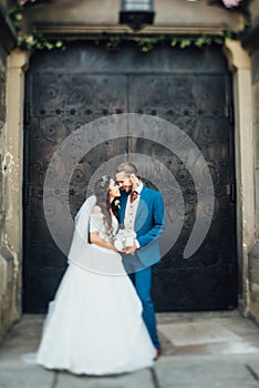 Bride standing in background church door