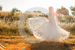 Rustic or boho outdoor wedding concept. Selective soft focus