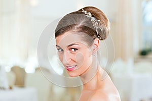 Bride with swept-back hair