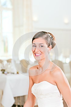 Bride with swept-back hair