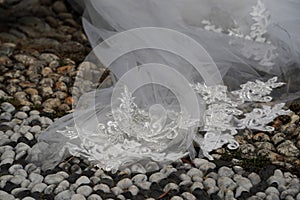 Bride veil close up macro