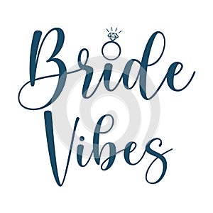 Bride vibes with engagement diamond ring on the white background. Isolated illustration