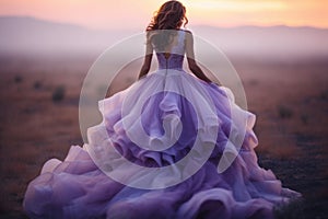 bride in violet wedding dress AI generated