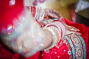 Bride wearing bangle bracelet
