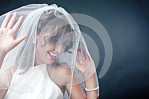 Bride wearing bridal veil